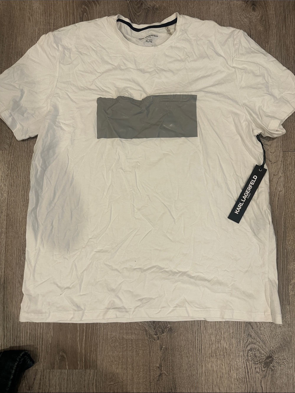 Karl Lagerfeld White Short Sleeve Tee with Gray Chest Panel